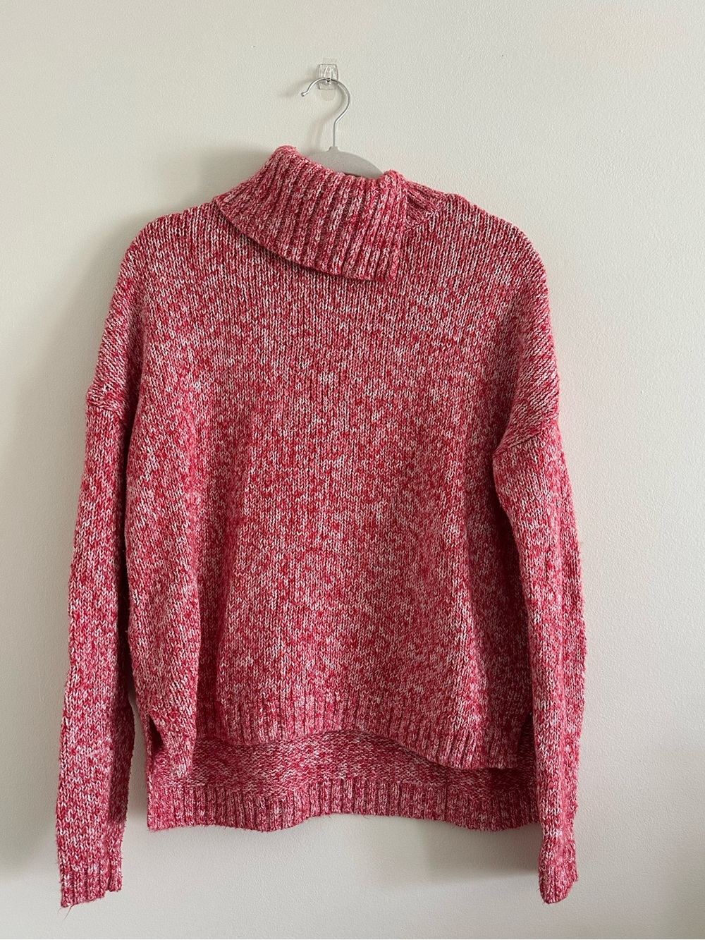 Cozy Marled Red & White Turtleneck Sweater